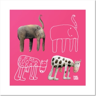 Elephant and cow Posters and Art